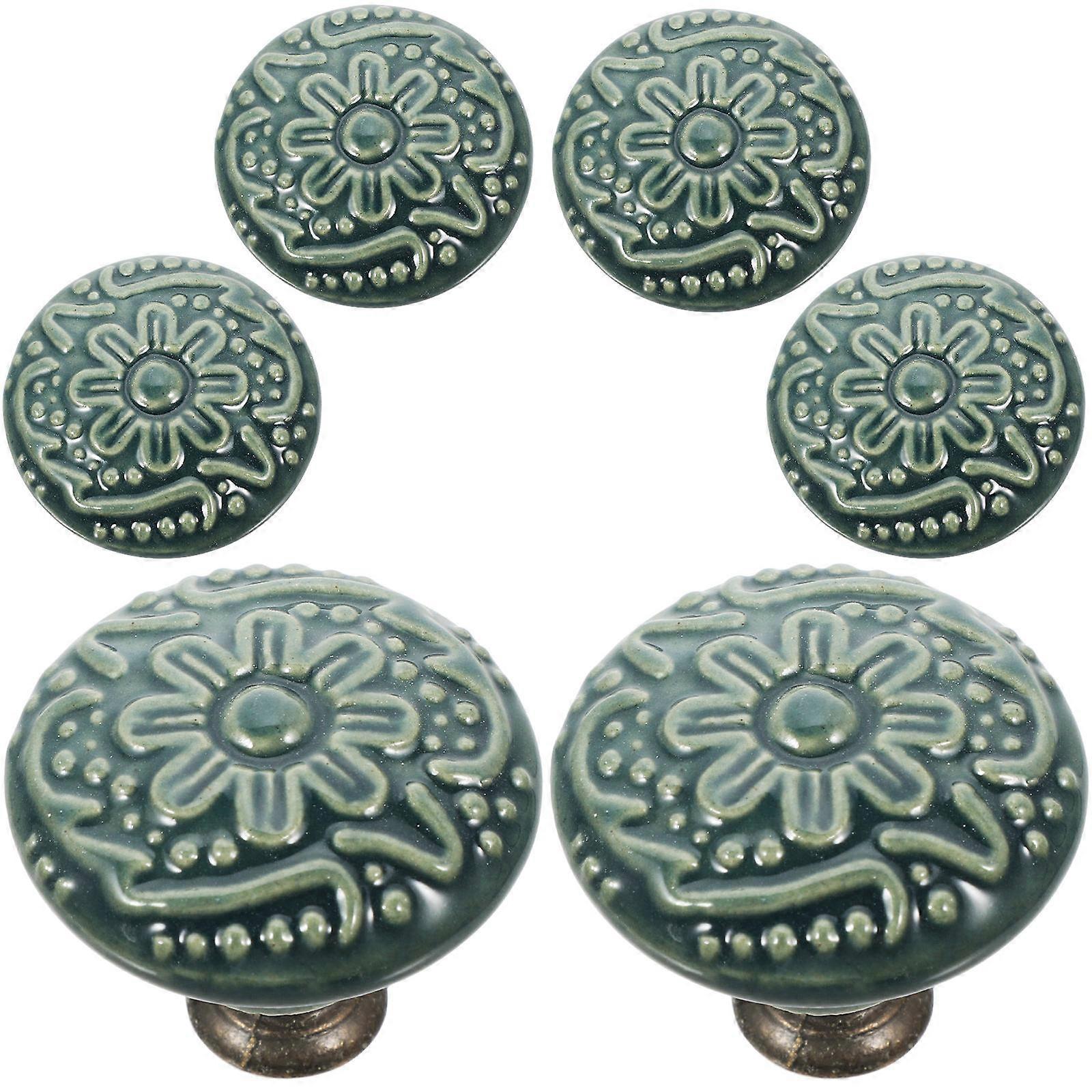 Wardrobe Knobs 6Pcs Light Green Ceramic Knobs For Furniture Renovation Elegant Design Durable