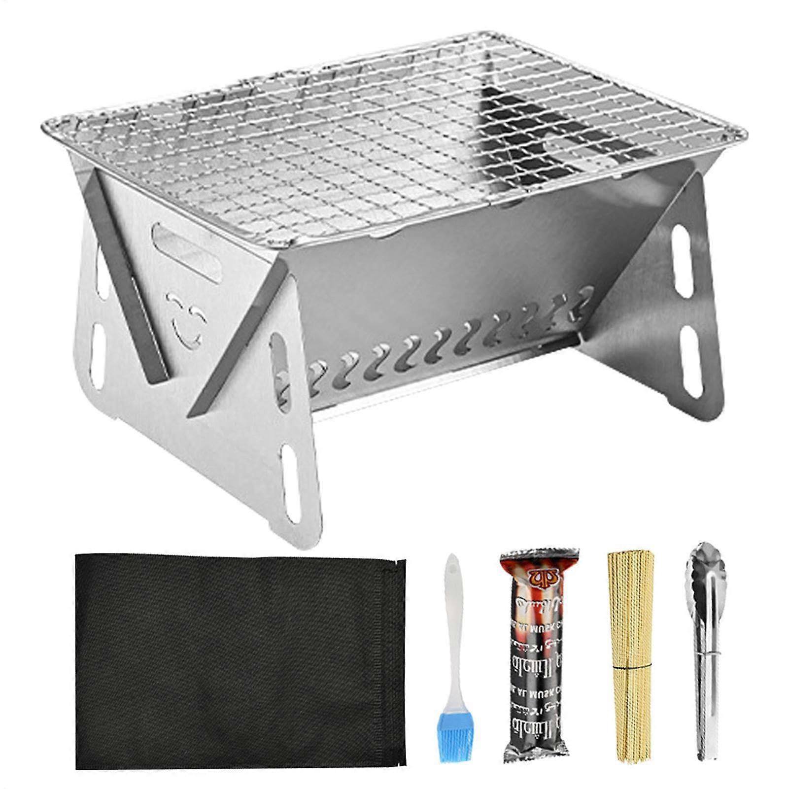 Portable Charcoal Grill with Foldable Design and Accessories for Outdoor BBQ Camping