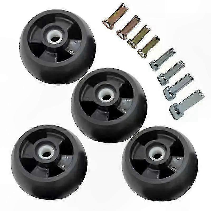 4-Pack Lawn Mower Deck Wheels Kit with Brackets, Bolts, and Nuts for Replacement