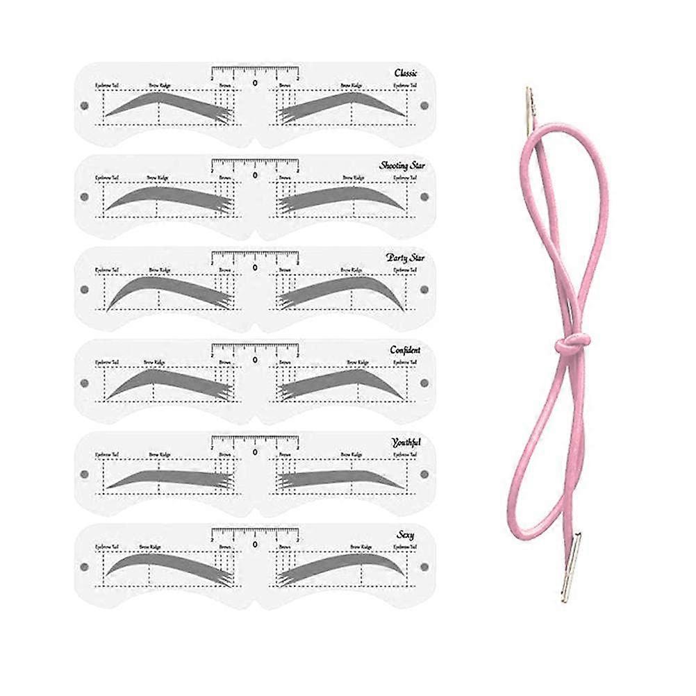 Reusable Eyebrow Stencil Set with Adjustable Elastic Eyebrow Shaper, Six Brow Shapes for Beginners