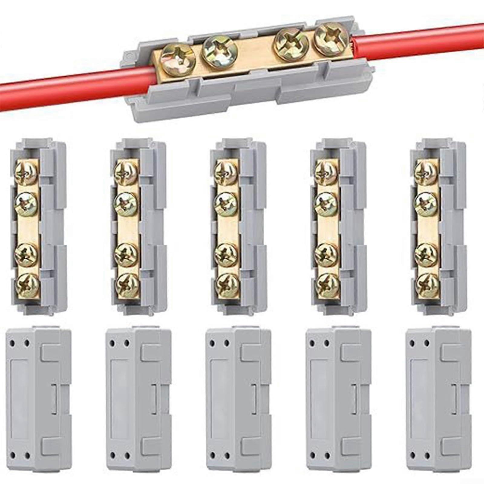 10 AWG Wire Connectors for 80A, Brass Quick Connect Terminals with Fireproof ABS and Secure Locking