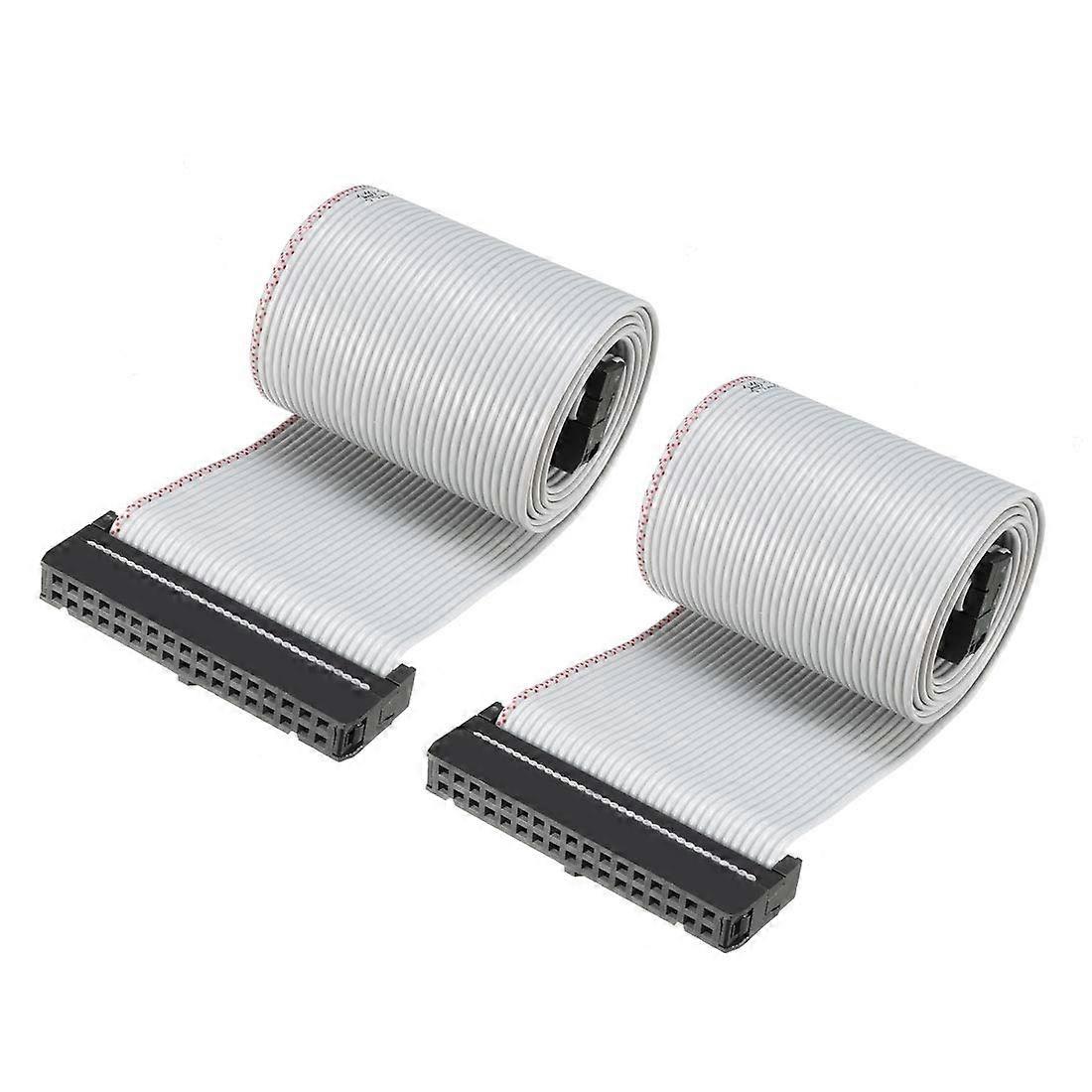 IDC Ribbon Cable 34 Pin 2.54mm Pitch TypeC 66cm Gray Flat Wire for PCB Connection 2pcs