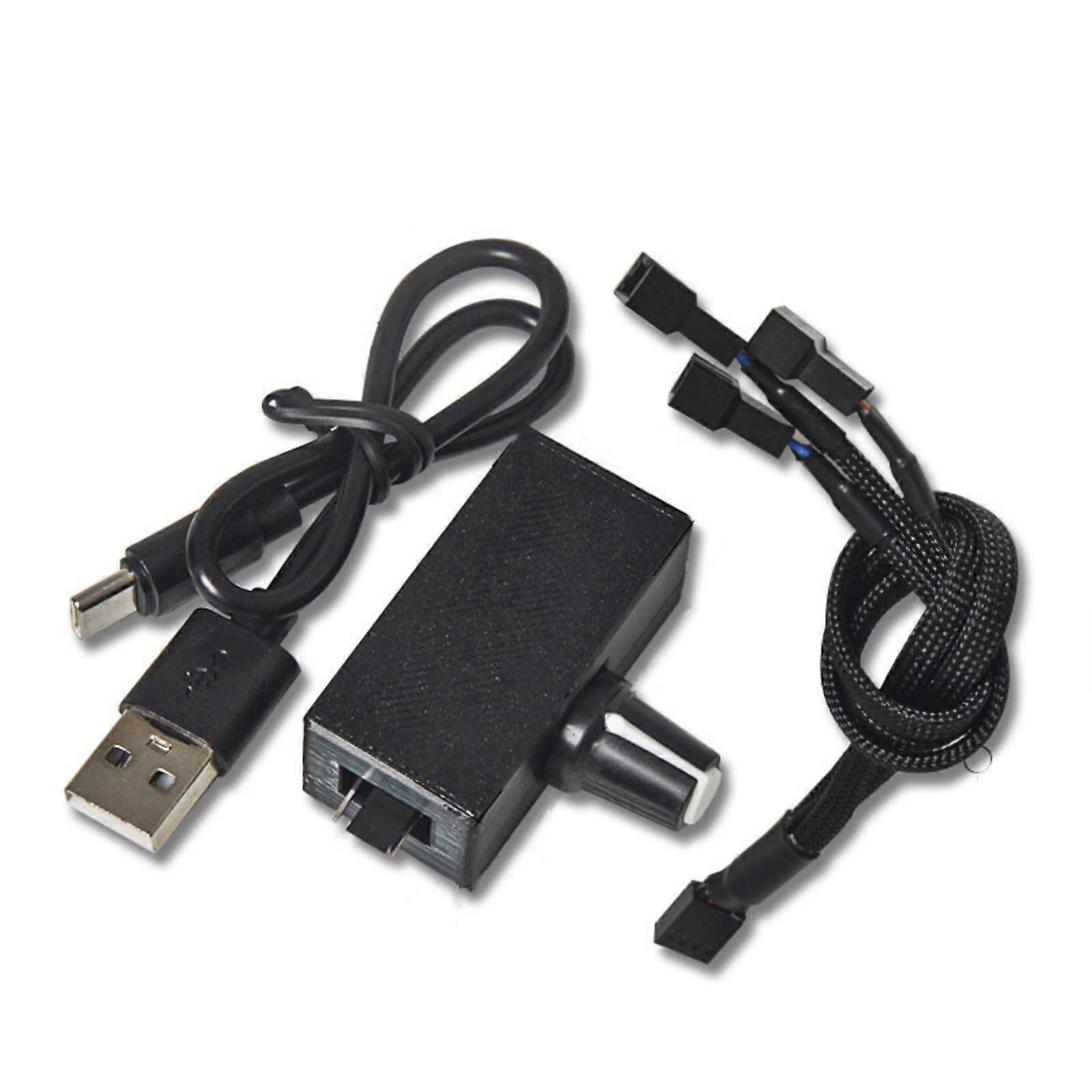 PC Fan Speed Controller USB Powered Adjustable Voltage 5V12V with Splitter for MultiFan Cooling