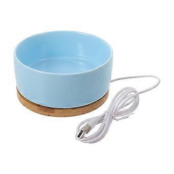 Gamelle chauffante en céramique pour chat - 350 ml - Distributeur d'eau et de nourriture - Gamelles thermiques USB pour chats et petits chiens - Utilisation intérieure et extérieure en hiver - Sky-bl