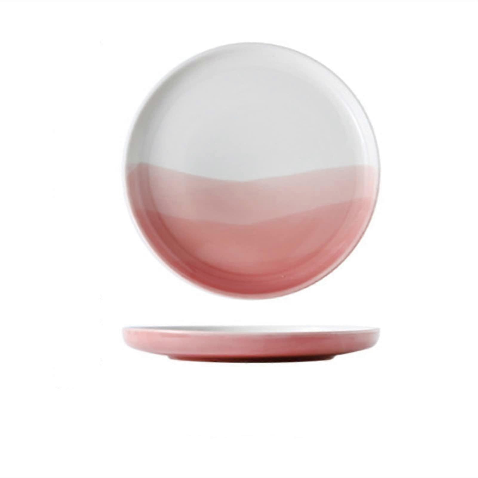 Large Gradient Pink Ceramic Dinner Plate Nordic Tableware for Steak Pasta Hotel and Home Use