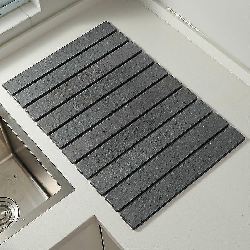 Large Stone Dish Drying Mat 24x16, Quick Drying Collapsible Diatomaceous Earth Kitchen Counter Mat