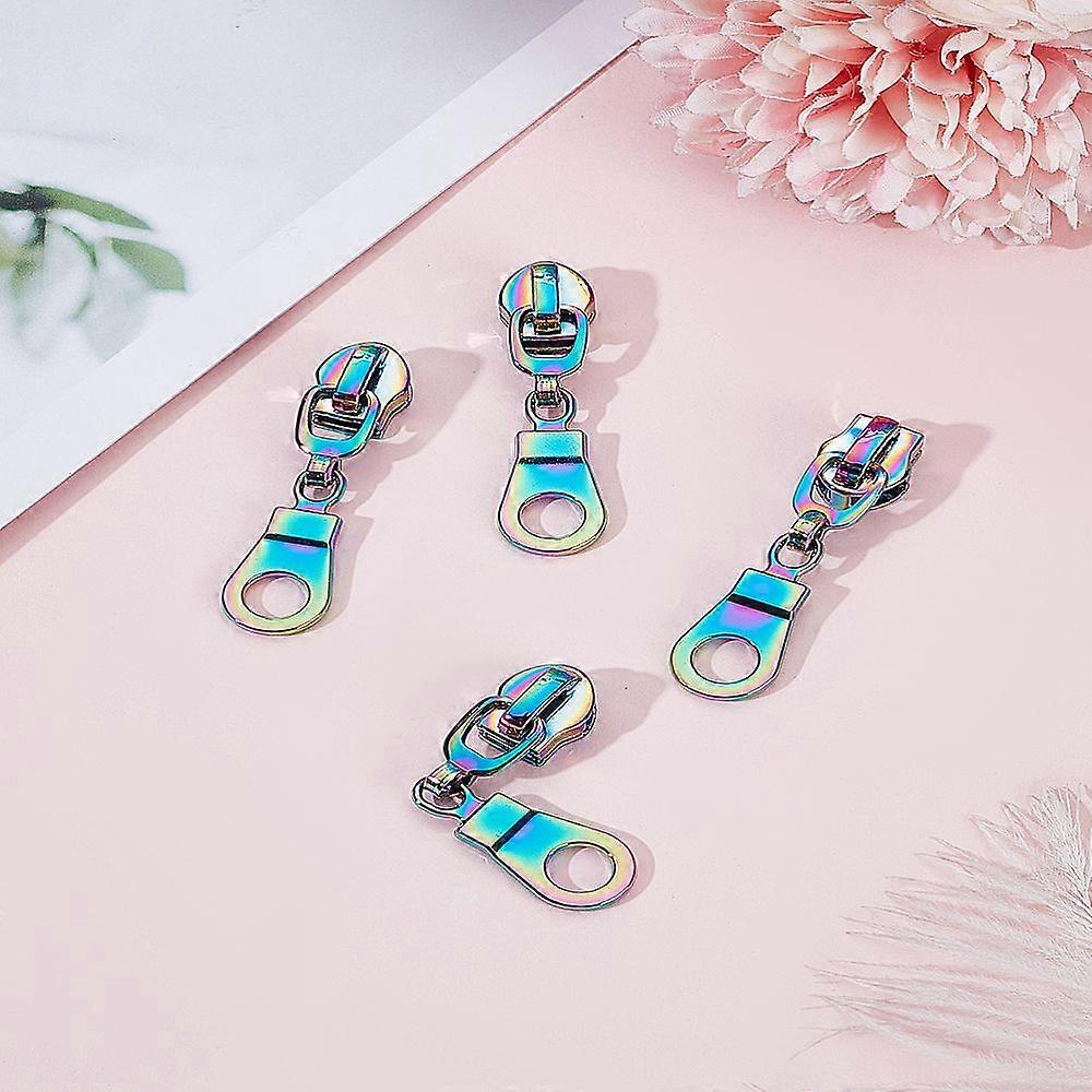 4pcs #5 Alloy Zipper Sliders Zip Pull Heads Rainbow color 4.5cm