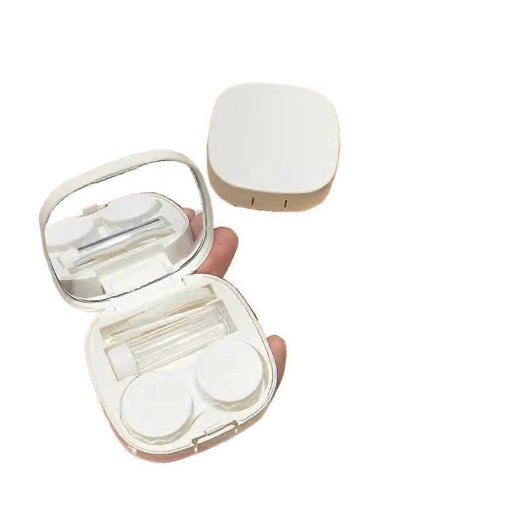 White Macaroon Style Contact Lens Case with QuickAccess Lid, Compact Travel Holder