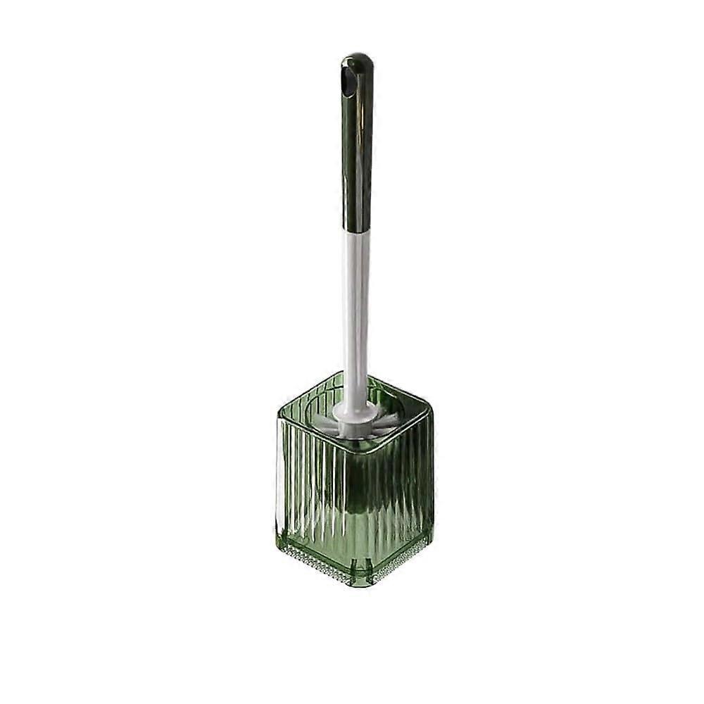 Toilet Brush with Holder Set, Green Transparent Compact Design, SpaceSaving for Bathroom Cleaning