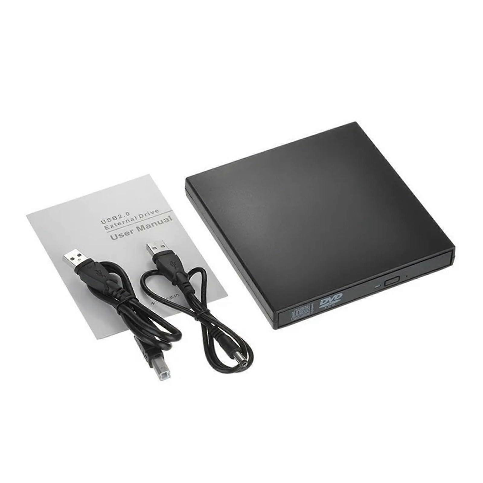 External DVD Drive USB 2.0 CD/DVD Reader Speed Plug and Play for Laptop and Desktop Black