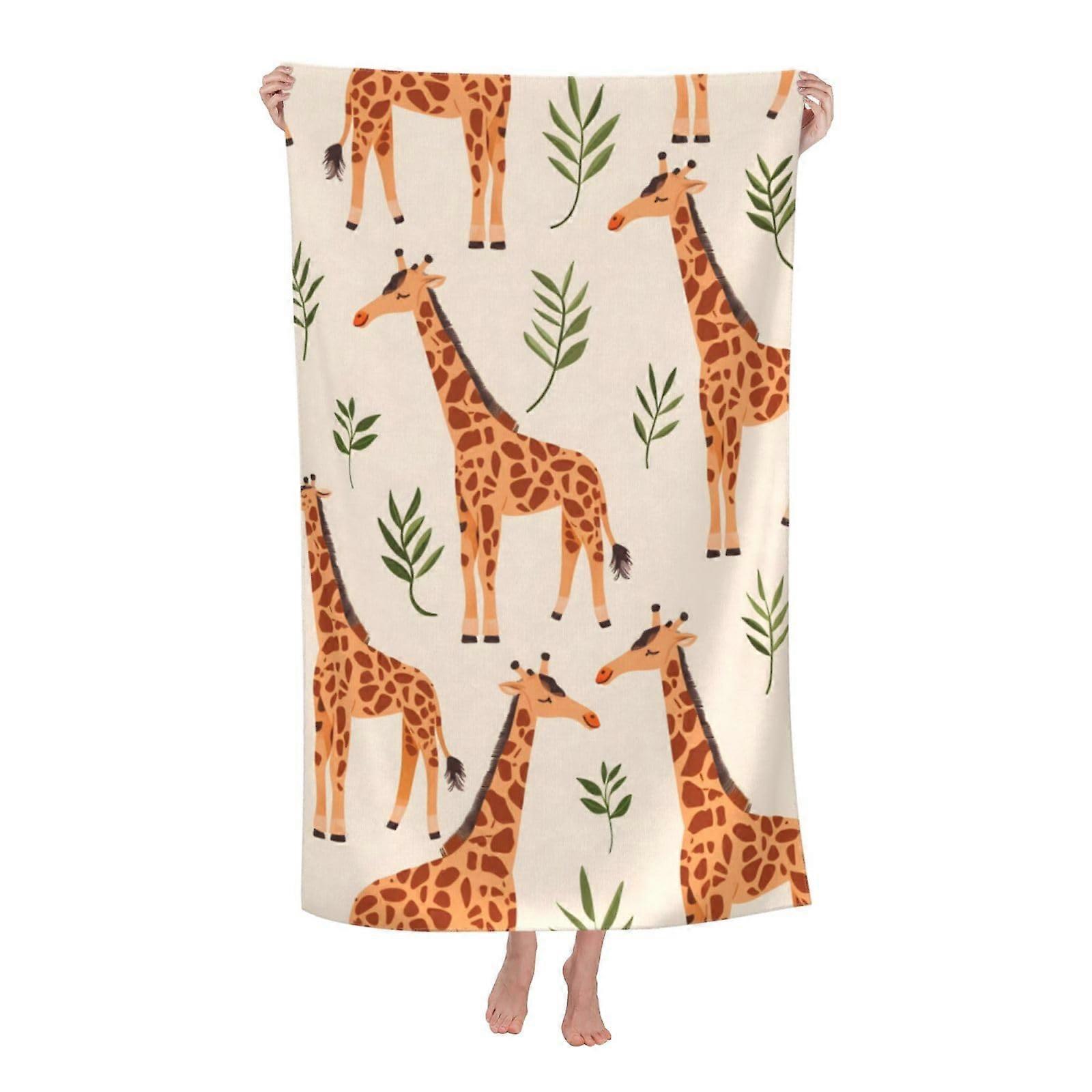 Giraffe Pattern Sand  Beach Towel Quick Dry Microfiber Ultra Soft Absorbent Pool and Bath Towel