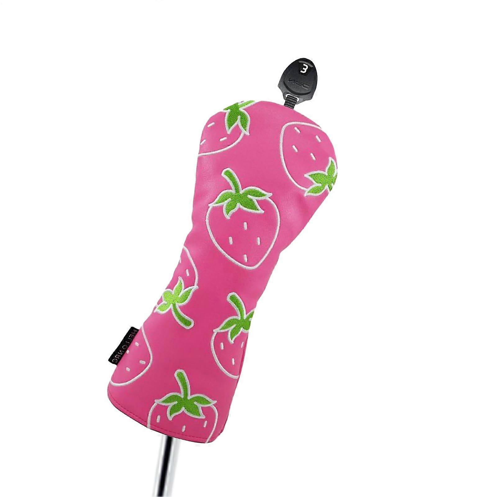 Golf Driver Head Cover Waterproof PU Leather Cute Strawberry Design with Soft Scratch Lining