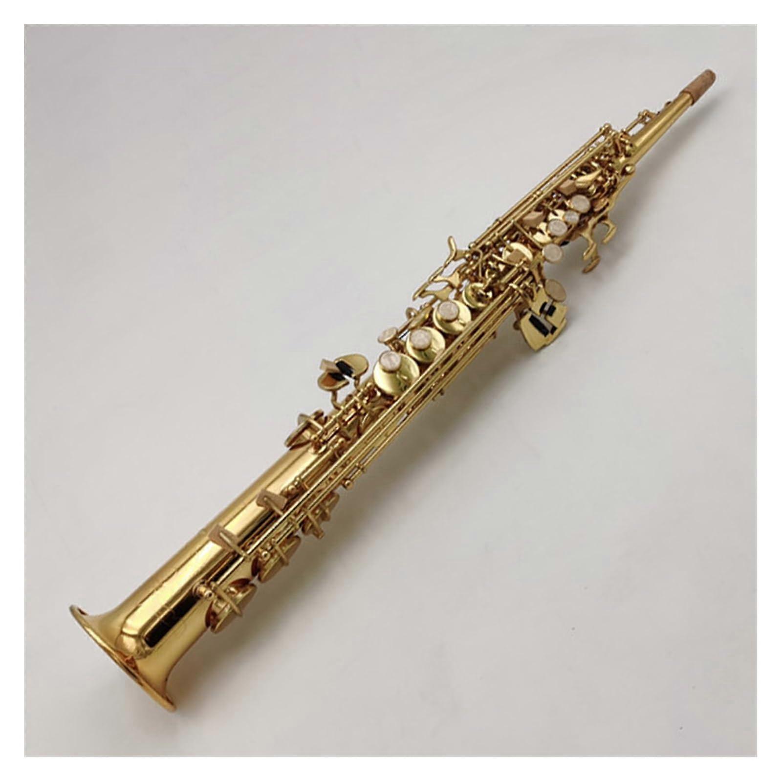 Bb Soprano Saxophone for Beginners, Brass Straight Design, Natural Shell Finish with Case