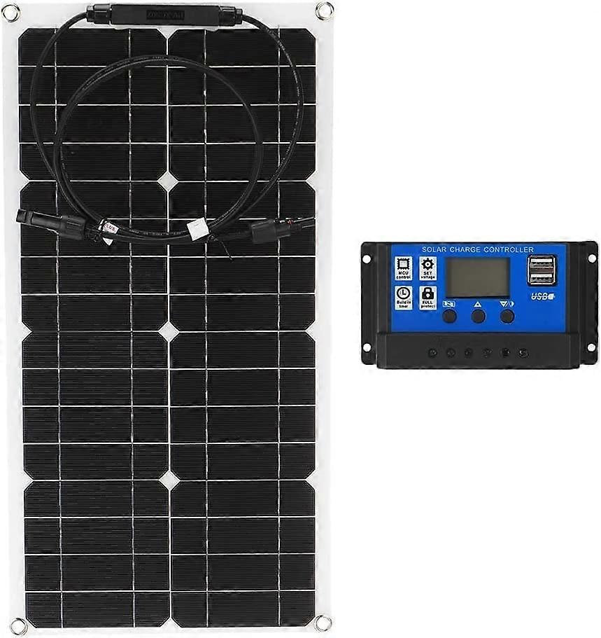 100W Flexible Solar Panel Kit with 60A Controller, Waterproof  Efficiency Monocrystalline for RV Boat Camper OffGrid Power