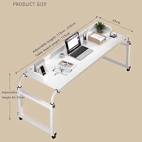 Height Adjustable Over Bed Table with Tiltable Desktop, Rolling Laptop Desk Black with Baffle