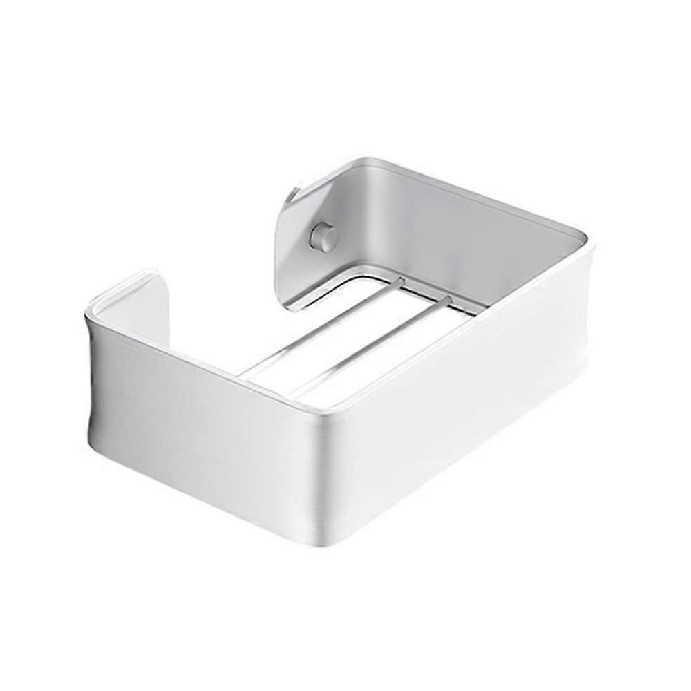 Wall Mounted Bathroom Shelf White Aluminum Shower Caddy Compact MultiPurpose Storage Rack