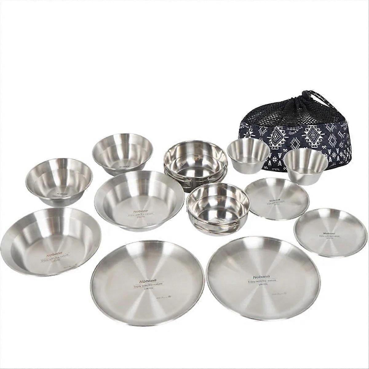 12PCS Outdoor Tableware Set Camping Tableware Home Dining Bowl Plate