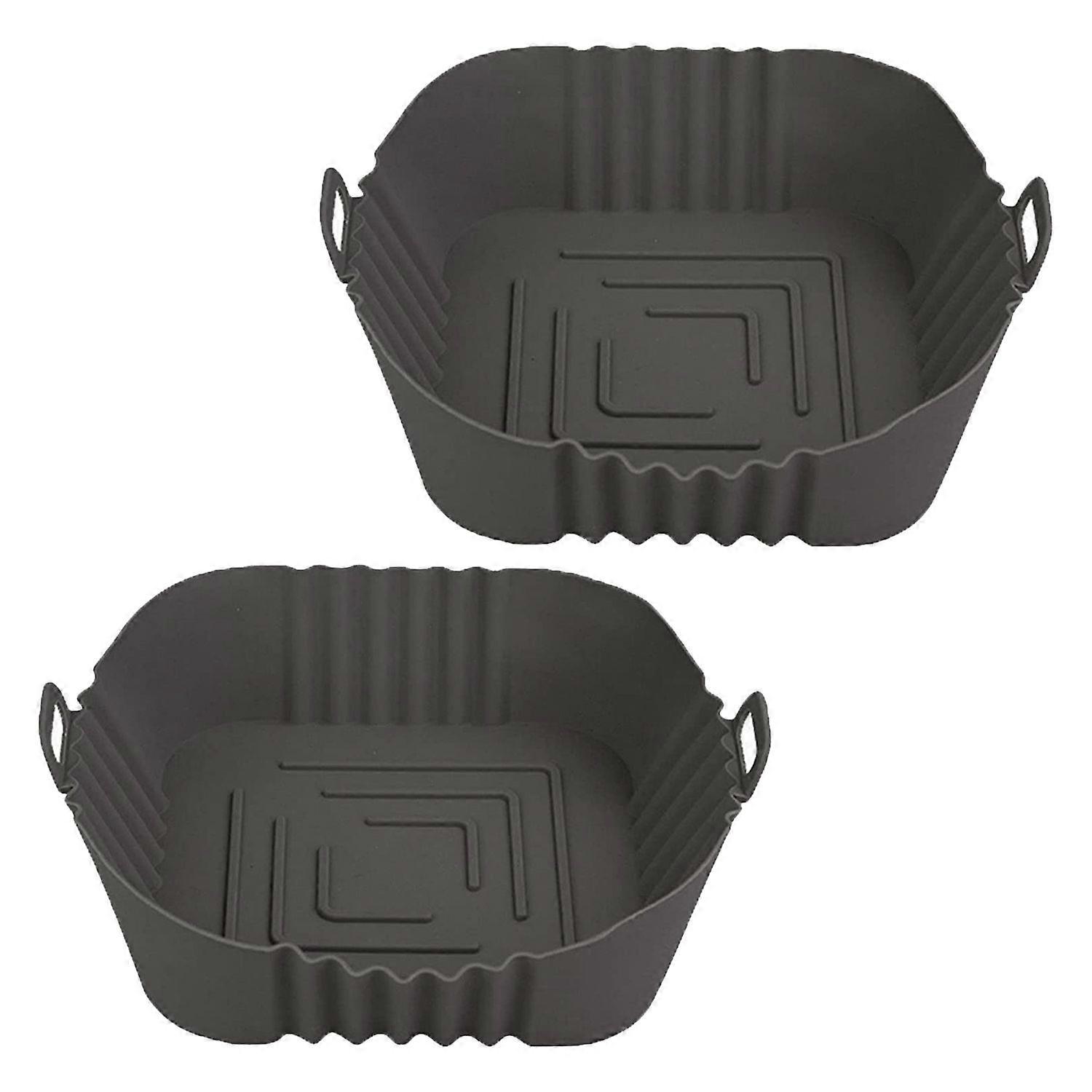 Silicone Pot, 8.5Inch Reusable Liners Square Accessories, Silicone (2 x Gray)