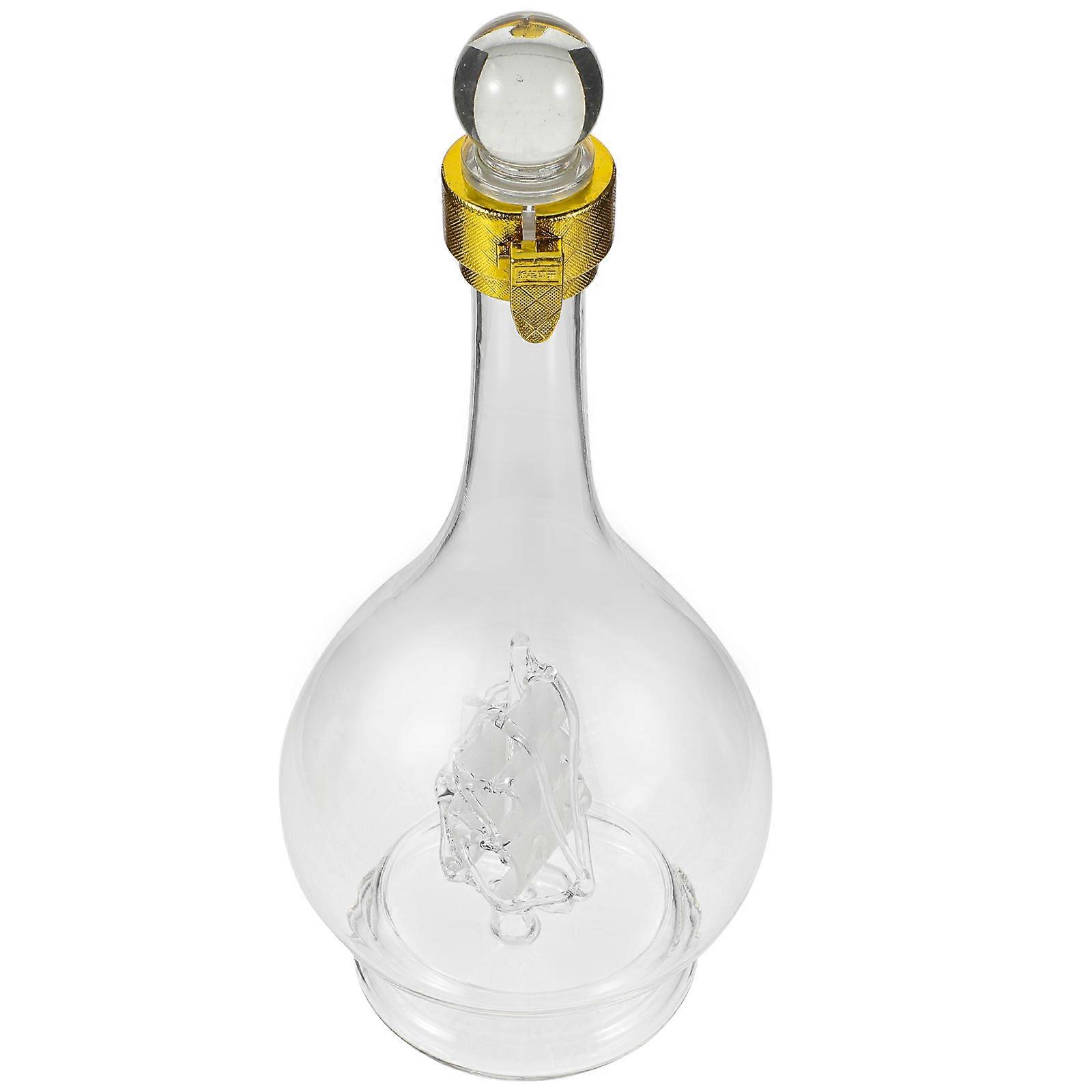 Glass Decanter Creative Sailboat Design for Storage Use