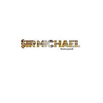 Diario de notas creativo de página en blanco con la marca Sir Michael y gráfico dorado