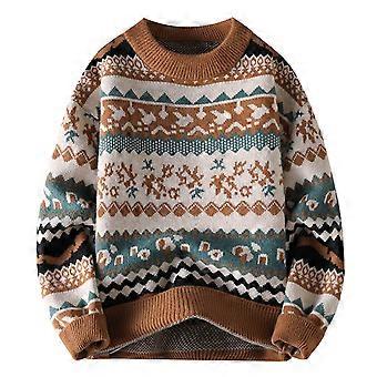 Suéteres navideños feos para hombre, suéter de invierno, abrigo de cuello redondo, jersey de jacquard, top de punto, ropa informal cálida, tela suave y cómoda.