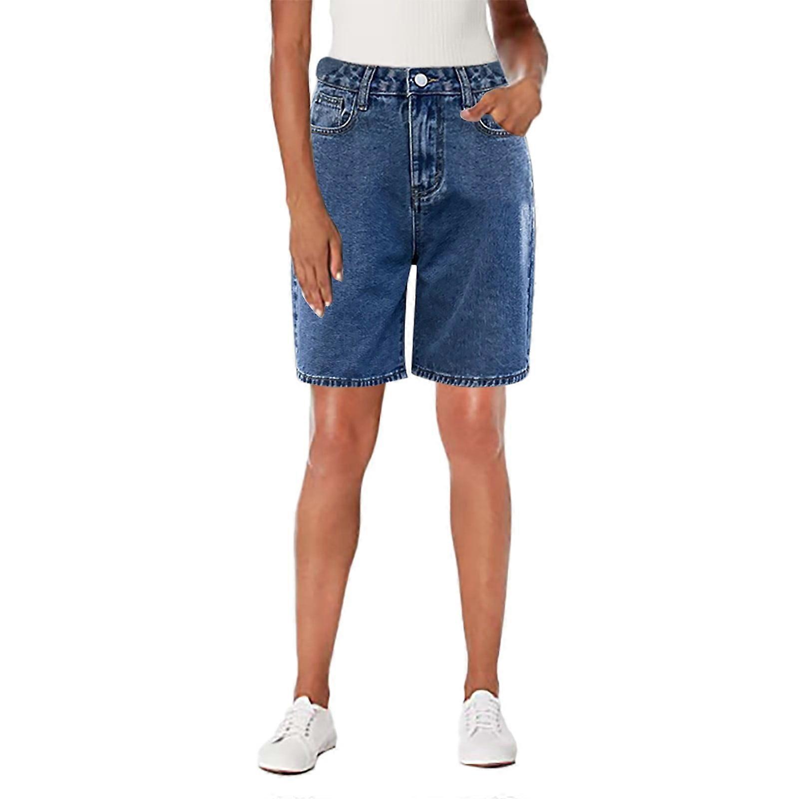 Womens Dark Blue Basic Jean Shorts S