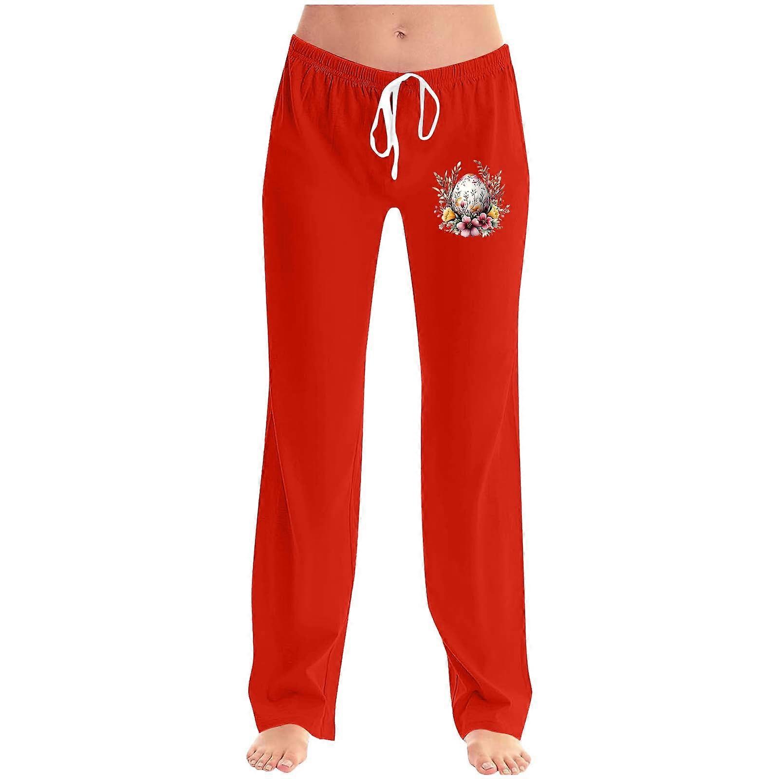 Ladies' Easter Printed Double Pocket Drawstring Pants