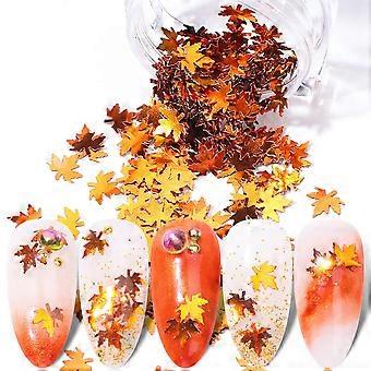 Nail Art Glitter Holographic Maple Leaf Sequins for Autumn 3D Sparkly Manicure Decorations 1 Box