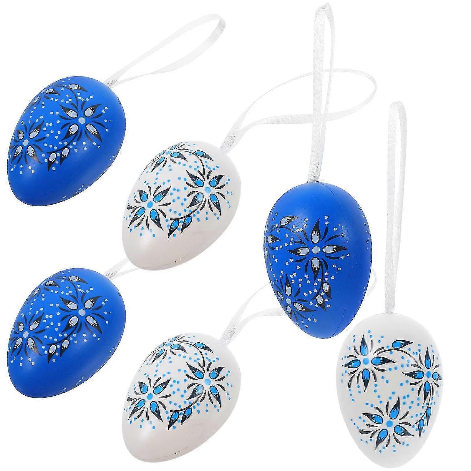 6pcs Easter Egg Hanging Ornaments Plastic Decorations For Easter Tree Versatile Decor For Spring Celebration Festive Atmosphere