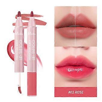Lápis labial de ponta dupla PAGEVINE, 6 cores, brilho labial, à prova d'água, hidratante, longa duração, não transfere, caneta batom para contornar os lábios.