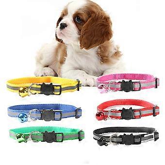 Cat Collar Adjustable Reflective Safety Buckle Bell Strap 12Pcs Kit