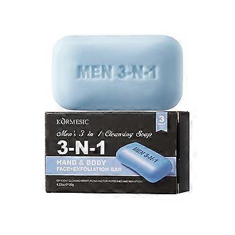 Men's 3-in-1 Cleansing Soap 130g - Blue, With Dead Sea Silt