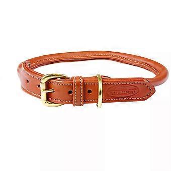 Rolled Leather Dog Collar - Tan