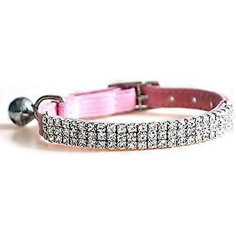 Collar de seguridad para gatos con cascabel de terciopelo suave, mini collar ajustable, cascabel con brillantes de diamantes de imitación, correa de seguridad de liberación rápida, 28 cm, adecuado para perros pequeños.