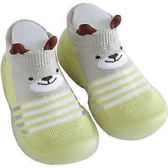 Slippers Socks Soft Cartoon Bear Non-Slip Thick Soles First Walking Shoes for 3-6M Toddlers Blue Baby Slippers Socks Baby Shoes (green ) (1pair)