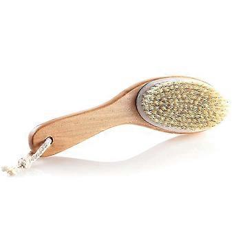 Natural Wooden Body Brush with Contoured Handle & Boar Bristle