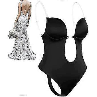Women Plunging Deep V-neck Body Shaper Strapless Backless Bodysuit Shapewear
