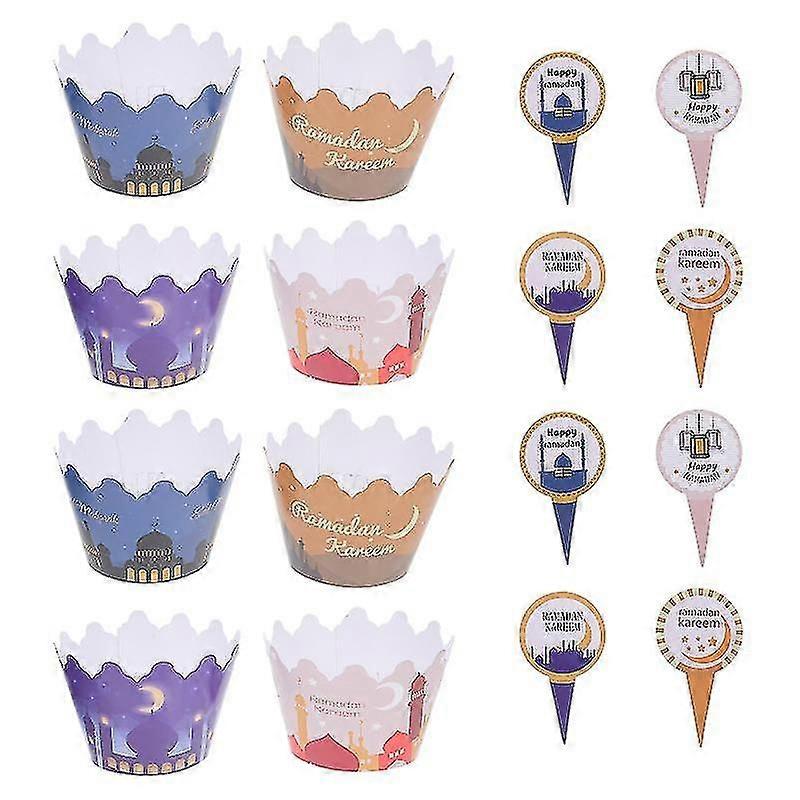 24set cake decorations , Eid Cupcake Decor
