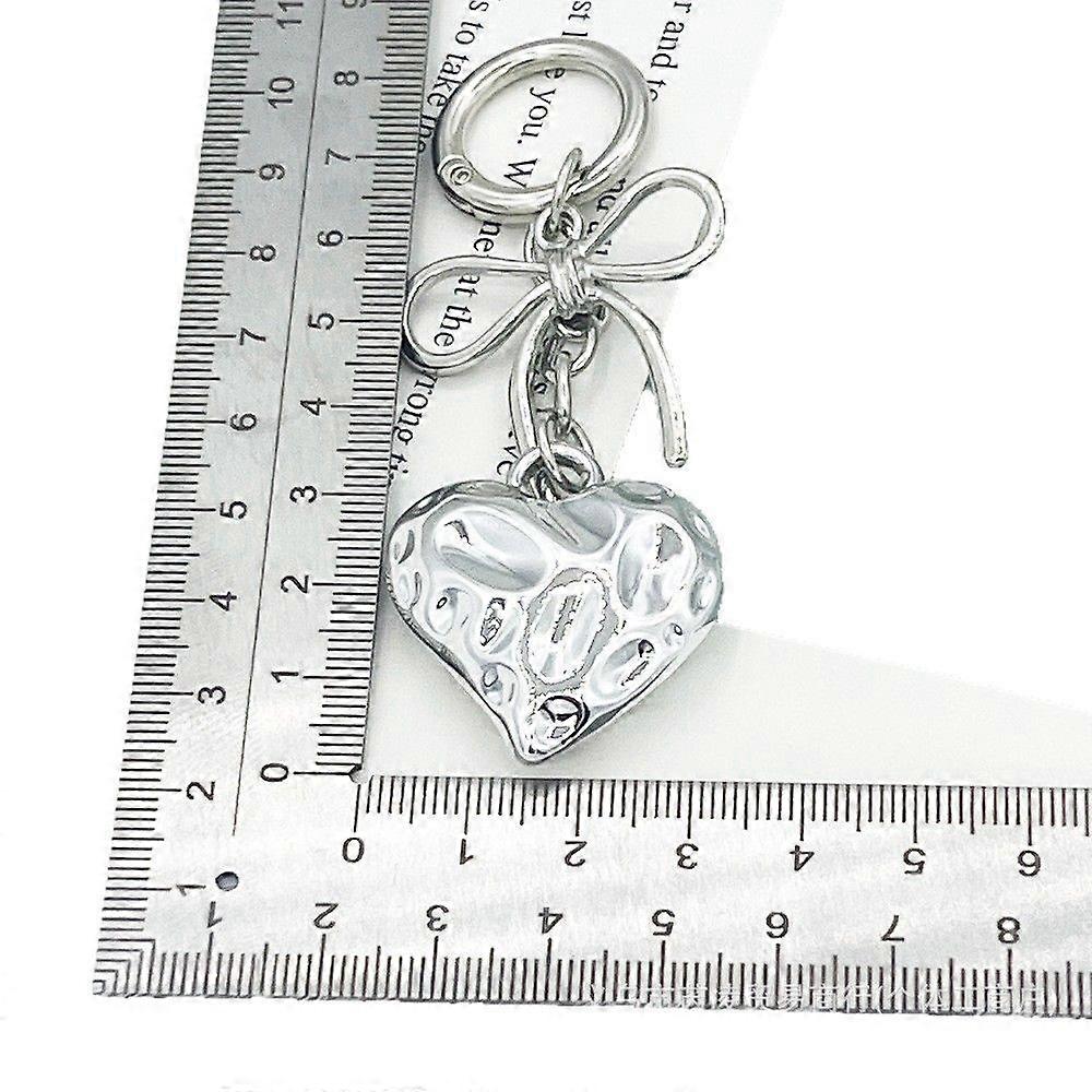 silver love bow bag decoration keychain