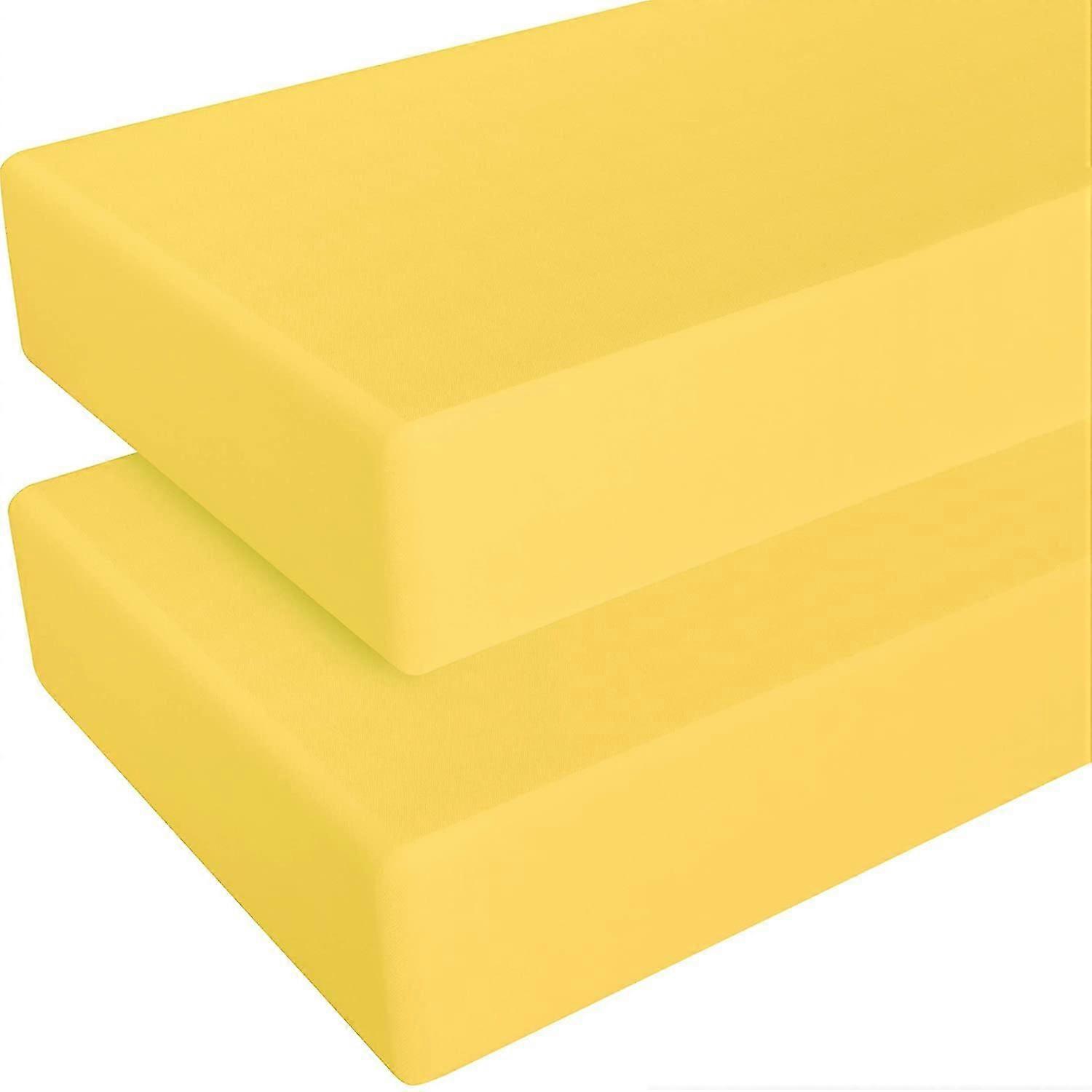 2 Pack Microfiber Fitted Sheets, Comfortable Soft Solid Color Toddler Bedding, 28 X 52 Inch, Yellow