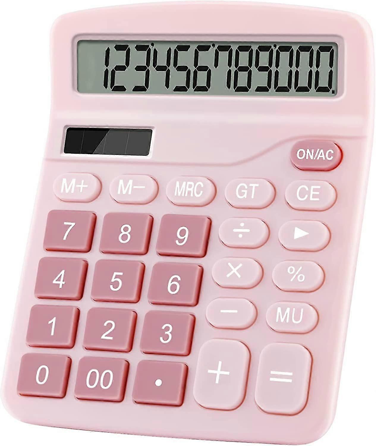 Dual Power Basic Desk Calculator (pink)(1pc)