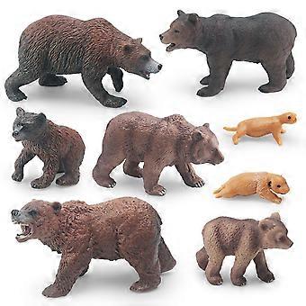 16Pcs Wild Forest Animal Figures Set  PVC Asian Black Bear, Grizzly Bear, Crescent Bear Models, Realistic Bear Figurines for Kids, 3-12.5cm