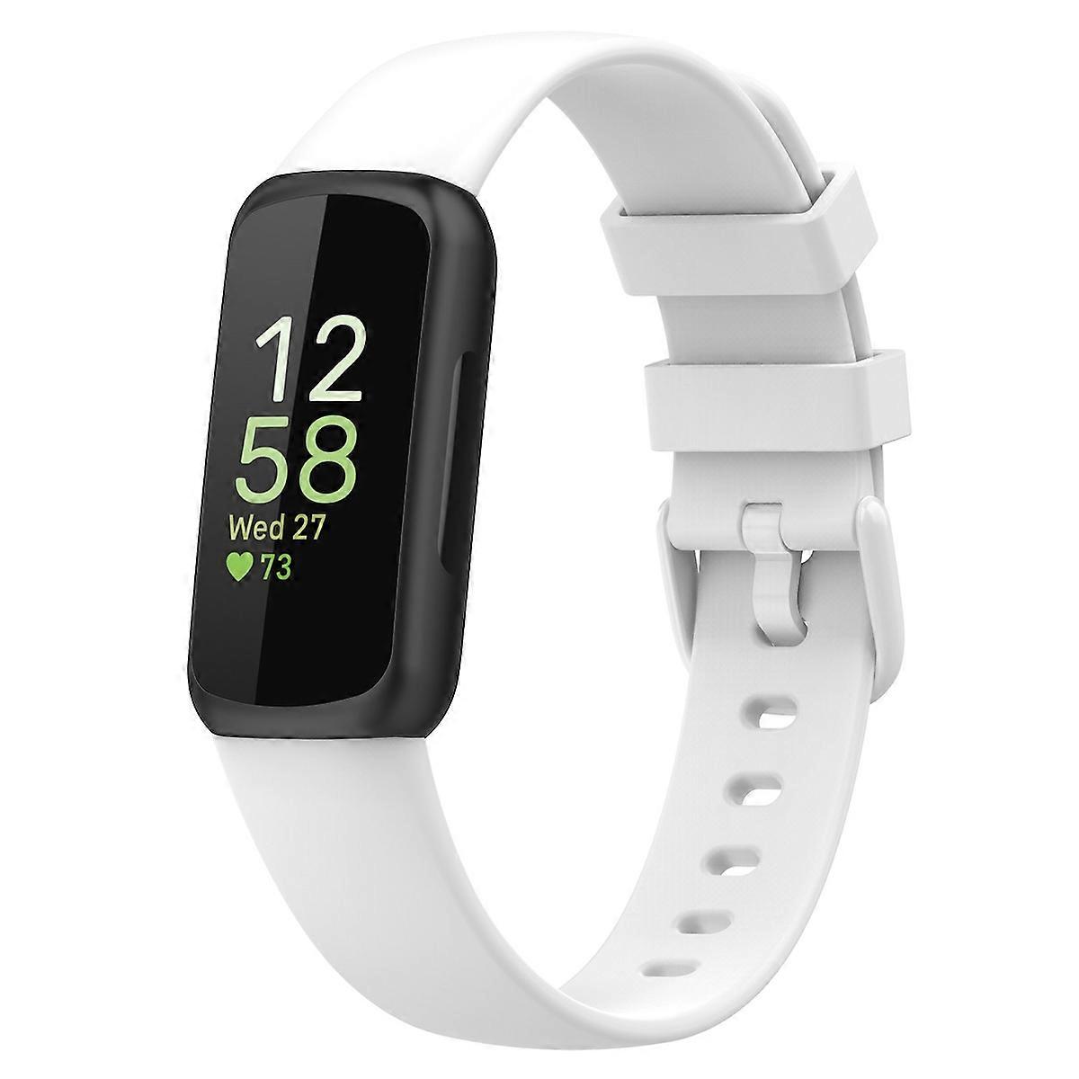 Replacement Solid Color Silicone Watch Band for Fitbit Inspire 3, Size L, White