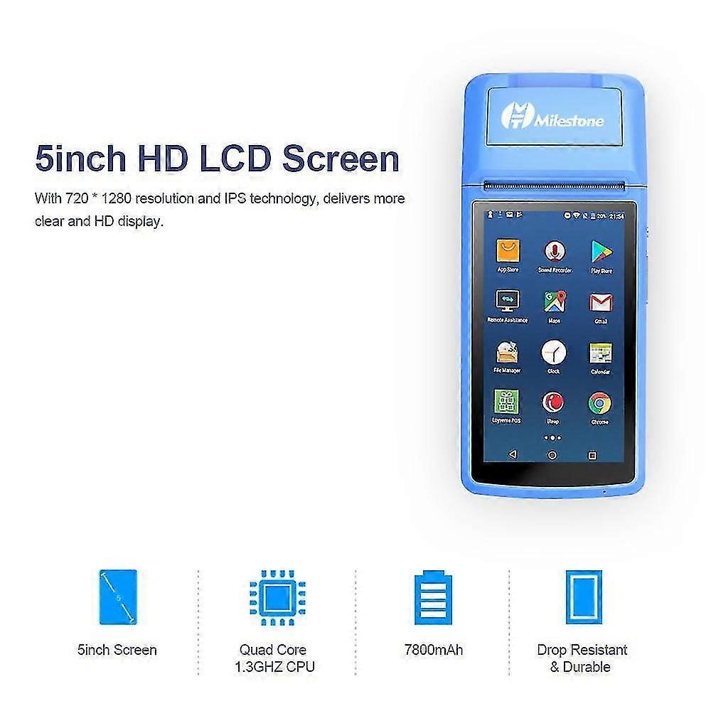 Mht-M1 Pos Terminal Android 6.0 Impressora de Recibos 2.4G Wifi Tela LCD de 5 Polegadas