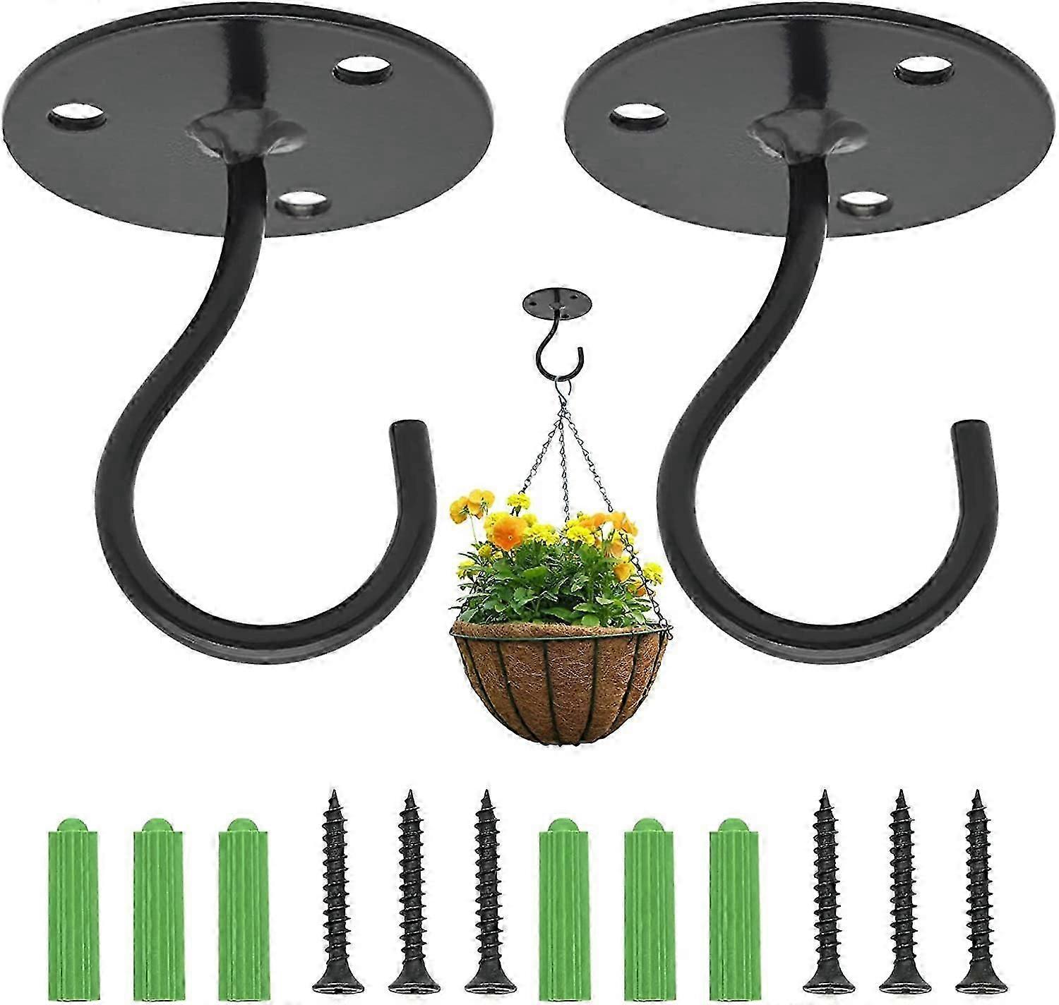 2 ceiling hooks for hanging plants, metal wall bracket