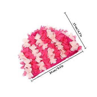 Badekappe für Damen mit Blütenblattmuster, Duschhaube zum Schutz, Rosa