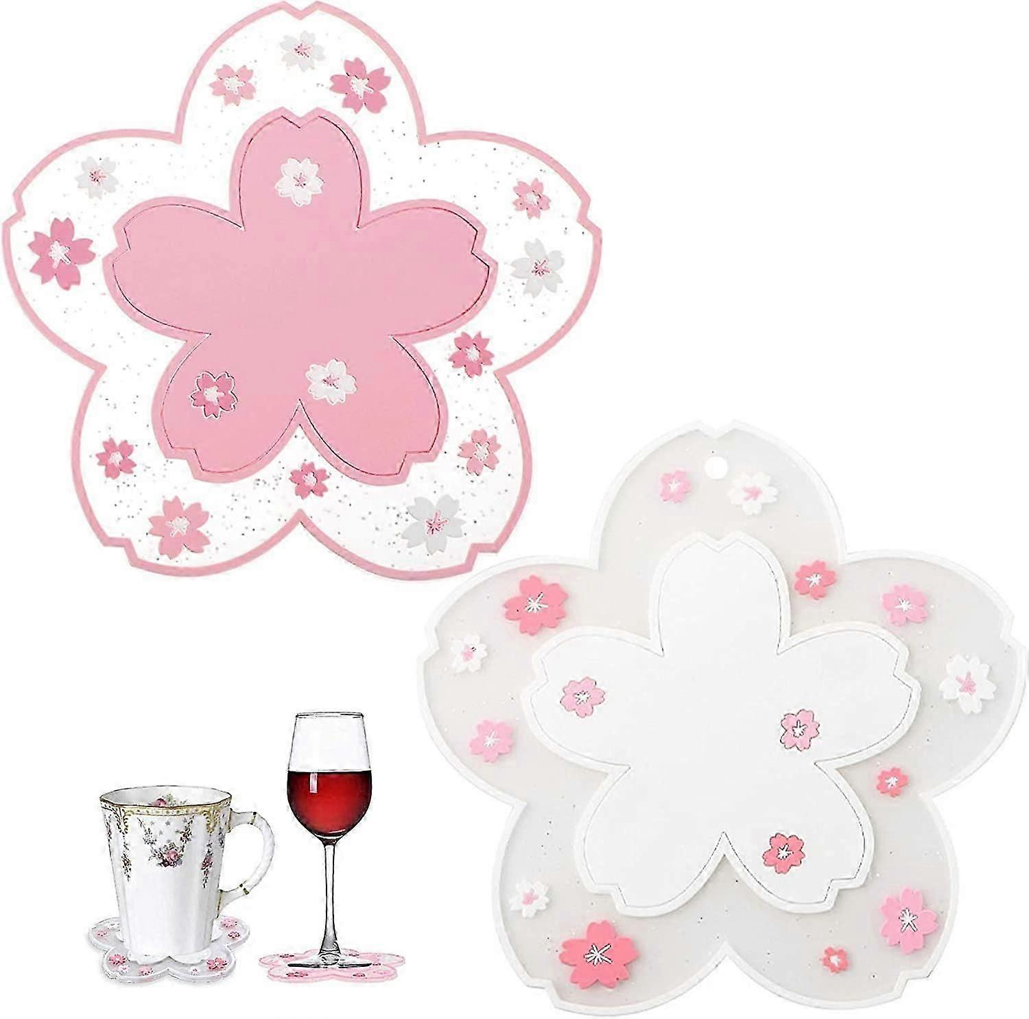 2pcs Silicone Coasters Flower Shape PvcTable Mat