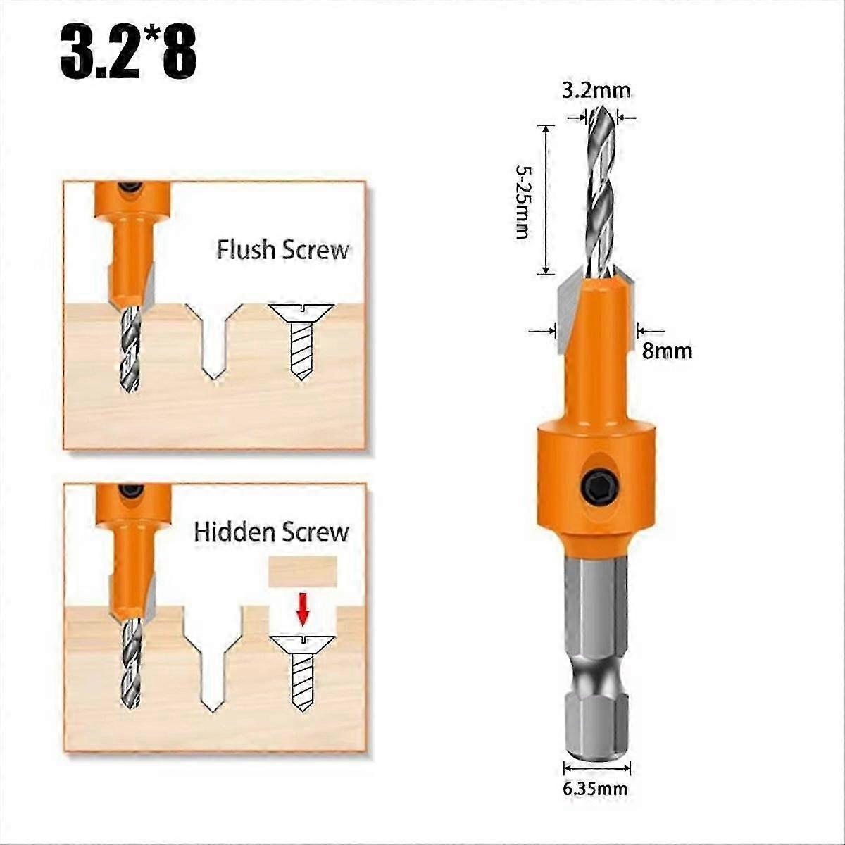 For7pcs Hexagonal Shank Woodworking Countersunk Heads Drill-SFYGV
