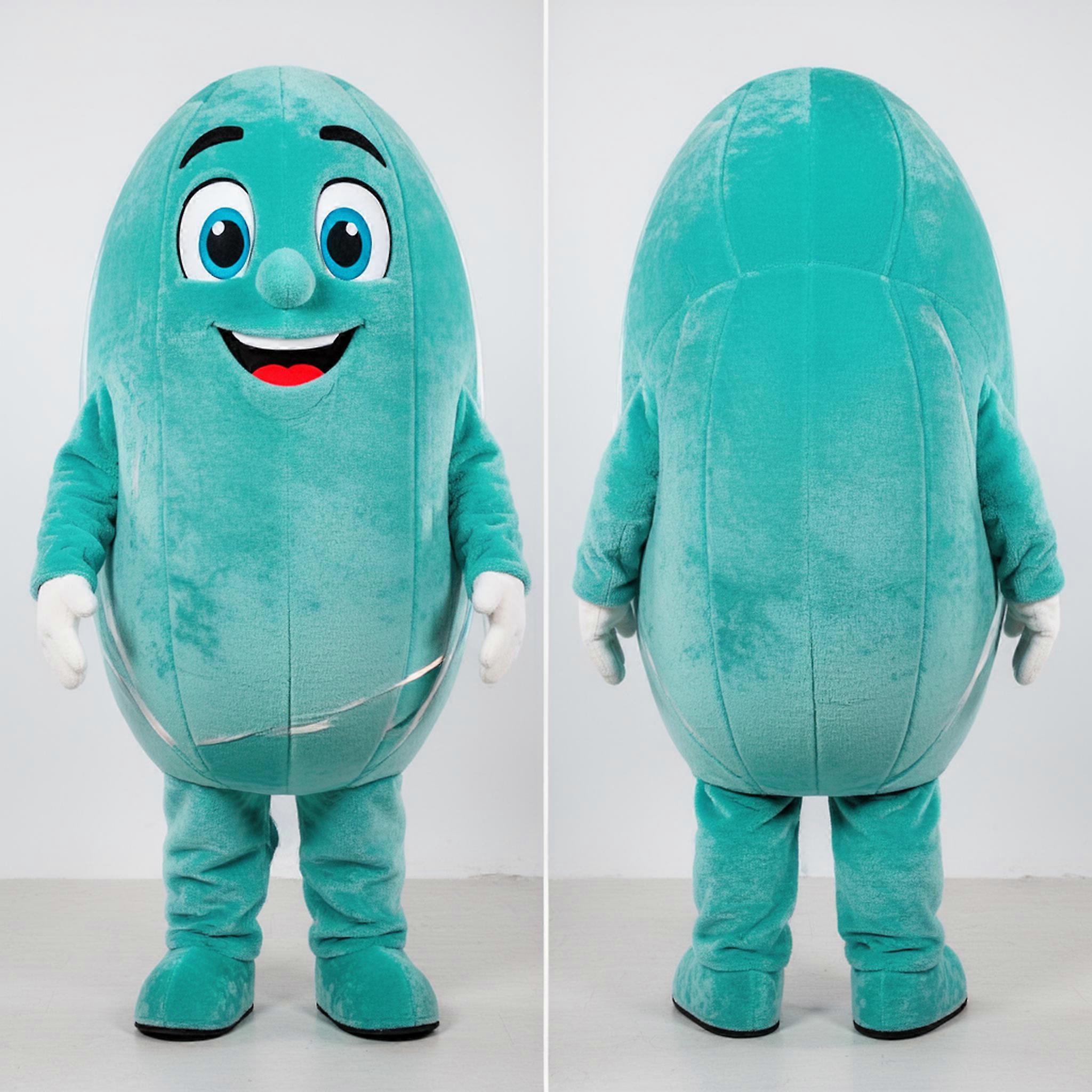 MASTICOT Turquoise Rounded Rugby Ball Mascot