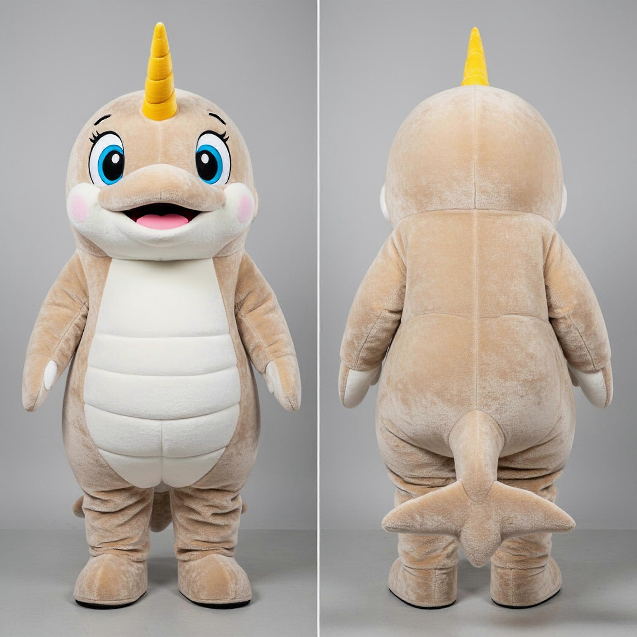 MASTICOT Beige Rounded Horn Narwhal Mascot